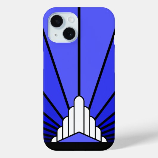 アールデコの太陽を青で彩る Case-Mate iPhoneケース (裏面)