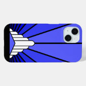 アールデコの太陽を青で彩る Case-Mate iPhoneケース (裏面 (横))