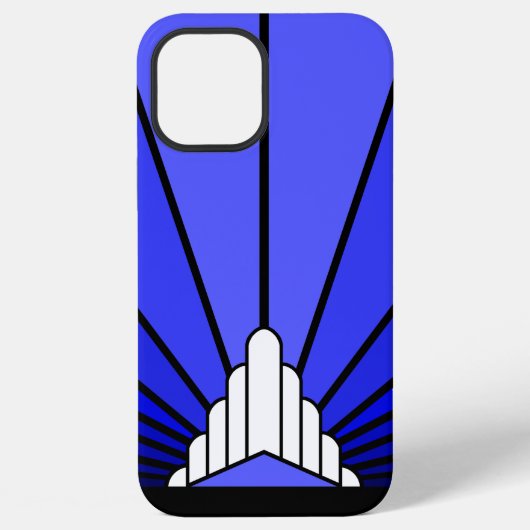 アールデコの太陽を青で彩る iPhoneケース (裏面)