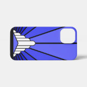 アールデコの太陽を青で彩る iPhoneケース (裏面横)