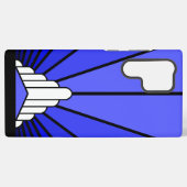 アールデコの太陽を青で彩る SAMSUNG GALAXYケース (裏面横)