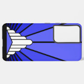 アールデコの太陽を青で彩る SAMSUNG GALAXYケース (裏面横)