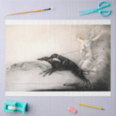 アールデコの女性と彼女の犬のデコパージュ紙 薄葉紙 (クラフト)