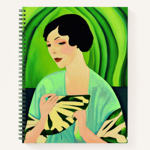 アールデコの女性とJade Green Journalのファン ノートブック