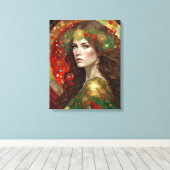 アールデコの女性のクリスマスの感想 キャンバスプリント (インサイチュ (ウッドフロア))