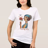 アールデコの女性 白い花 トライブレンドＴシャツ (正面)