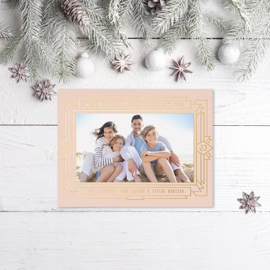 アールデコの年末写真 箔シーズンポストカード