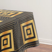 アールデコの幾何学的な正方形の黒及び金ゴールド テーブルクロス (インサイチュ)