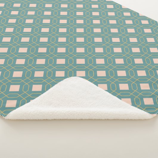 アールデコの幾何学的パターン(パステルブルーとピンク) シェルパブランケット (3/4)