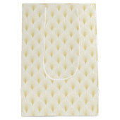 アールデコの幾何学的パターン(金ゴールドと白) ミディアムペーパーバッグ (裏面)