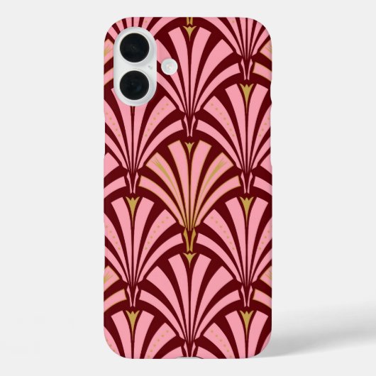 アールデコの扇形模様 - ピンクとワインレッド Case-Mate iPhoneケース (裏面)