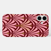アールデコの扇形模様 - ピンクとワインレッド Case-Mate iPhoneケース (裏面 (横))