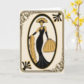 アールデコの挨拶状 カード (黄色い花)