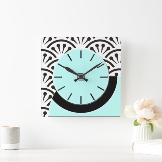 アールデコの断面図(水+黒) スクエア壁時計 (ホーム)