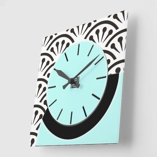 アールデコの断面図(水+黒) スクエア壁時計 (傾斜)