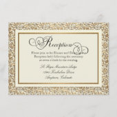 アールデコの新しいのフェイクな金ゴールドの花のダマスク織のレース エンクロージャーカード (正面)