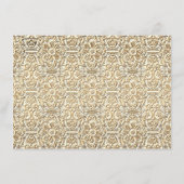 アールデコの新しいのフェイクな金ゴールドの花のダマスク織のレース エンクロージャーカード (裏面)