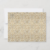 アールデコの新しいのフェイクな金ゴールドの花のダマスク織のレース 出欠カード (裏面)