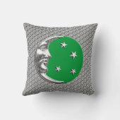 アールデコの月および星-ヒスイの緑および銀 クッション (裏面)