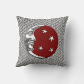 アールデコの月と星 – ダークレッドとシルバー クッション (裏面)