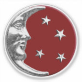 アールデコの月と星 – ダークレッドとシルバー シール (正面)