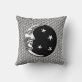 アールデコの月と星 – 黒と銀 クッション (裏面)