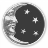 アールデコの月と星 – 黒と銀 シール (正面)