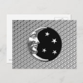 アールデコの月と星 – 黒と銀 ポストカード (正面/裏面)