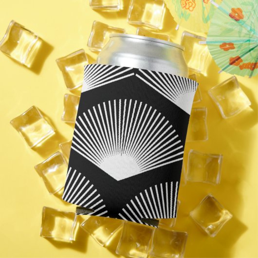 アールデコの白いファンブラックパターン 缶クーラー (インサイチュ 夏)