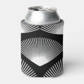 アールデコの白いファンブラックパターン 缶クーラー (缶正面)