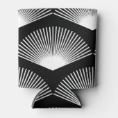 アールデコの白いファンブラックパターン 缶クーラー (正面)