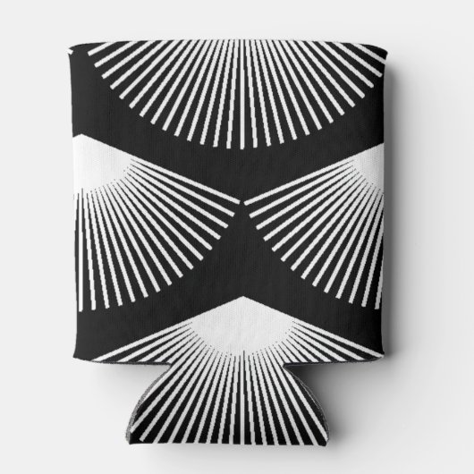 アールデコの白いファンブラックパターン 缶クーラー (裏面)