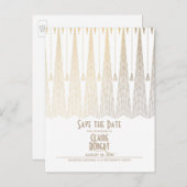 アールデコの白と金ゴールドのヴィンテージ日付の保存 案内ポストカード (正面/裏面)