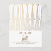 アールデコの白と金ゴールドのヴィンテージ日付の保存 案内ポストカード (正面)