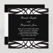 アールデコの白黒の結婚式招待状 招待状 (正面/裏面)