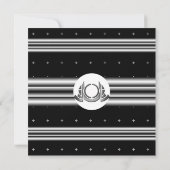 アールデコの白黒の銀の結婚式招待状 招待状 (裏面)