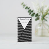 アールデコの白黒ストライプな名刺 名刺 (スタンド正面)