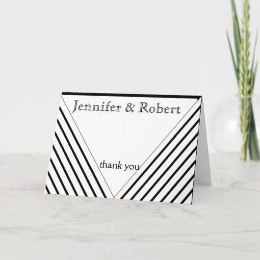 アールデコの白黒ストライプは感謝していしています サンキューカード (正面)