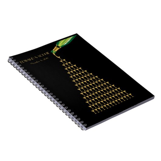 アールデコの素晴らしいGatsbyのシャンペンの結婚式の来客名簿 ノートブック (右側)