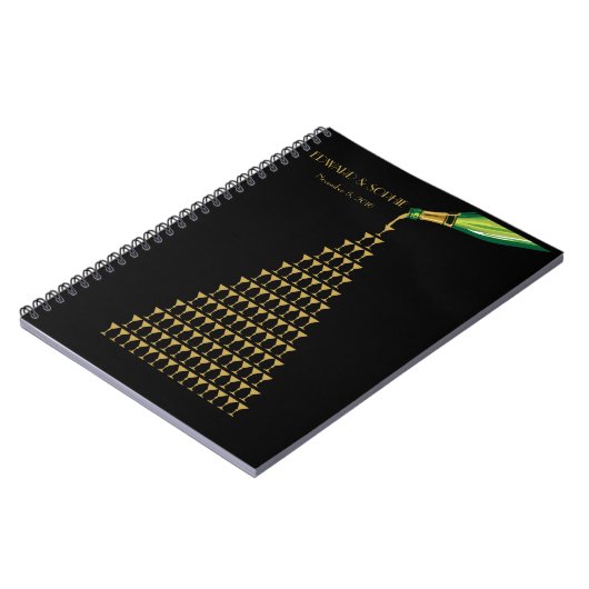 アールデコの素晴らしいGatsbyのシャンペンの結婚式の来客名簿 ノートブック (左側)