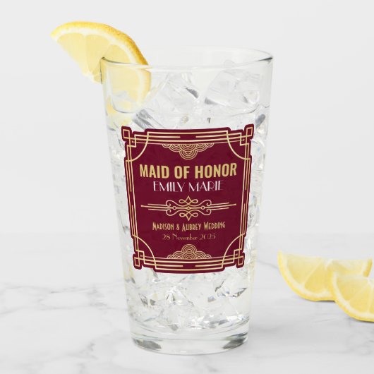 アールデコの結婚メイド・オブ・オーナー（花嫁付き添い人）金ゴールドブルゴーニュの好意 タンブラーグラス (アイス正面)