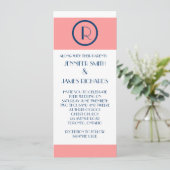 アールデコの結婚式招待状の珊瑚の濃紺の白 招待状 (スタンド正面)