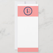 アールデコの結婚式招待状の珊瑚の濃紺の白 招待状 (裏面)