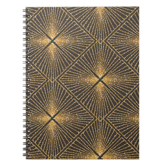 アールデコの継ぎ目のない幾何学的パターンワルエレガントプ ノートブック (正面)