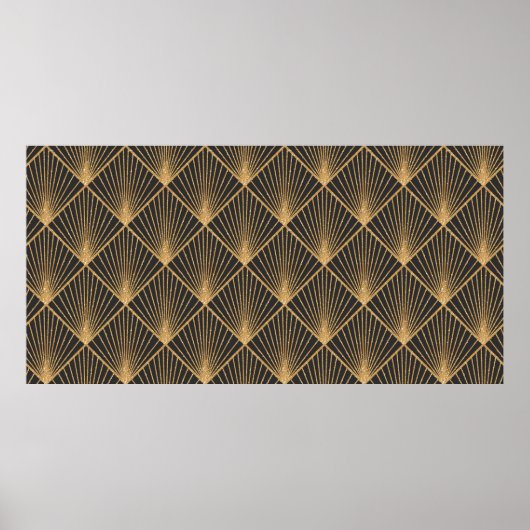 アールデコの継ぎ目のない幾何学的パターンワルエレガントプ ポスター (正面)