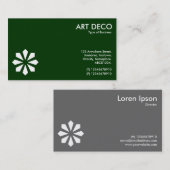 アールデコの花のシンボル – 濃い緑003300 名刺 (正面/裏面)
