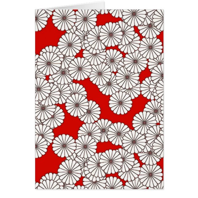 アールデコの花のパターン – 白（赤） (正面)