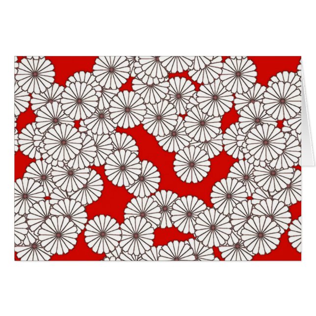 アールデコの花のパターン – 白（赤） (正面横)