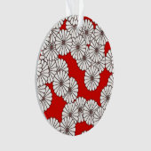 アールデコの花のパターン – 白（赤） オーナメント (正面)