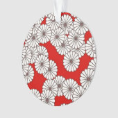 アールデコの花のパターン – 白（赤） オーナメント (正面)